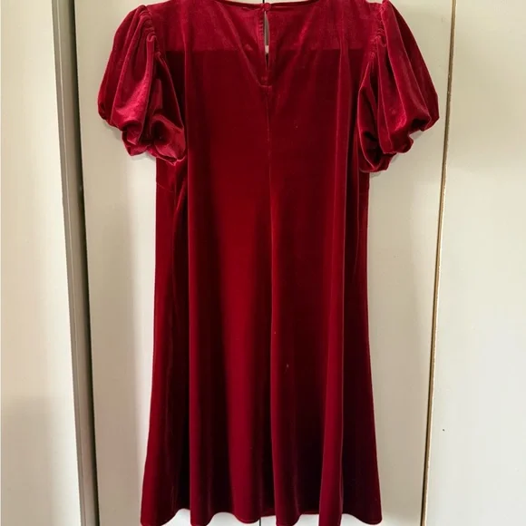 CeCe Women's Red Velvet Bubble-Sleeve Mini Dress Size Medium Christmas Party NYE - Picture 7 of 8
